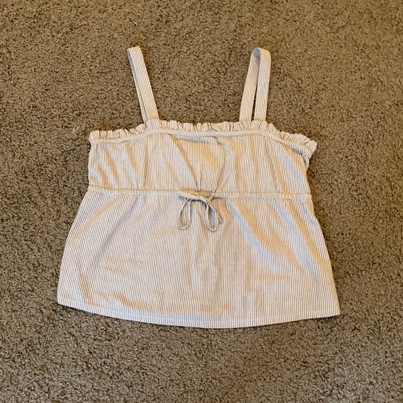 Women’s GAP Brand Beige and Brown Striped Cotton Camisole Tank-Button-Up Back - Picture 1 of 6